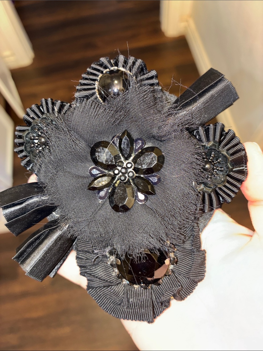 Vintage Black Floral Statement Brooch - Elegant Women’s Jewelry